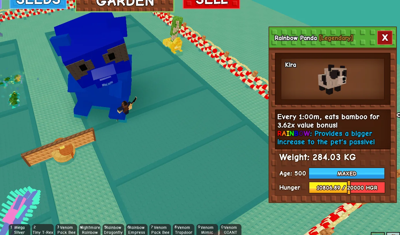 280KG+ Rainbow Panda Legendary // super handsome // Age 500 MAXED // 3.62x Bamboo Value Boost//not t-rex/i run out of tag others limitation