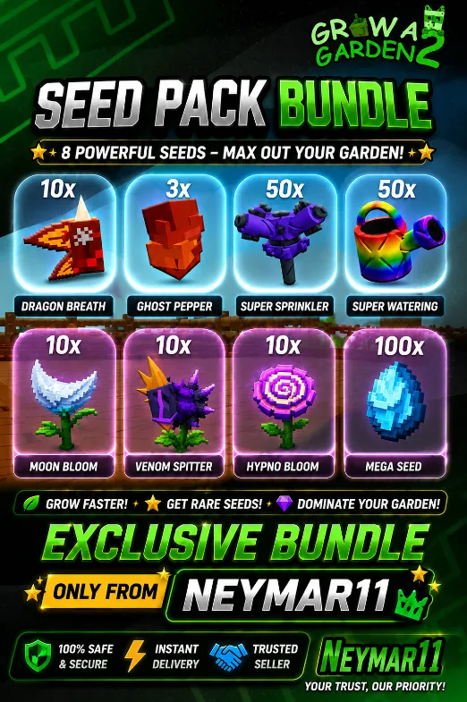 Seed Pack Bundle Dragon Breath 10x + Ghost Pepper 3x + 50x Sprinklers + 100x Mega Seed NEYMAR11