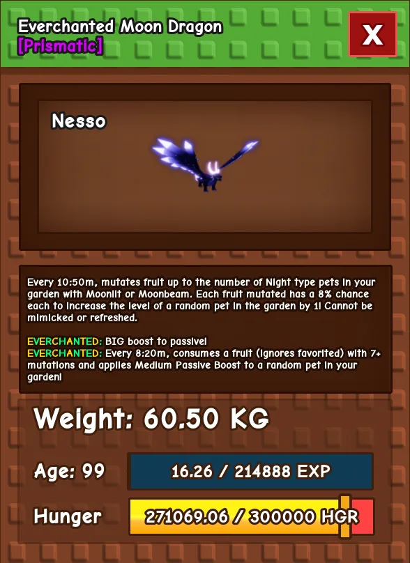 HUGE MOON DRAGON NM / VENOM / EVER 60KG-61KG AGE 100