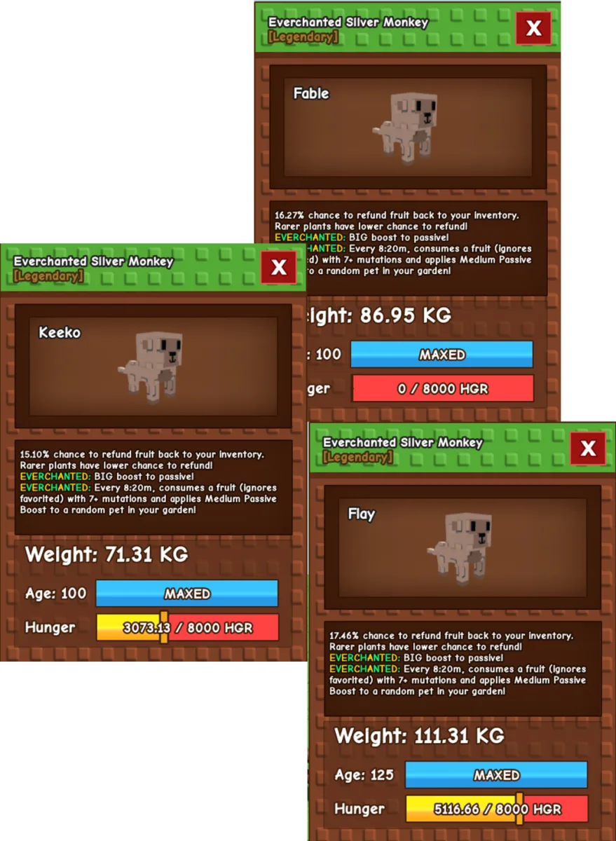 THE BEST 7 SILVER MONKEY.. GODLY AND TITANIC SIZE.. in total of 115.60 fruit return. SUPERRR STRONG BUNDLE