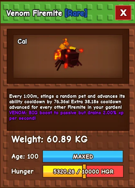 60-61 KG VENOM FIREMITE RARE HUGE TITAN — Account account