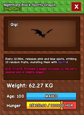 Nightmare Black Potty Dragon 60kg