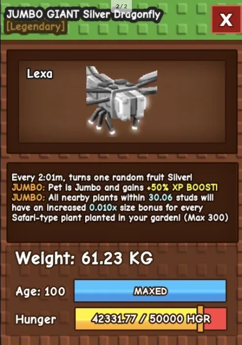 HUGE JUMBO GIANT SILVER DRAGONFLY 60KG - 61KG — Account account