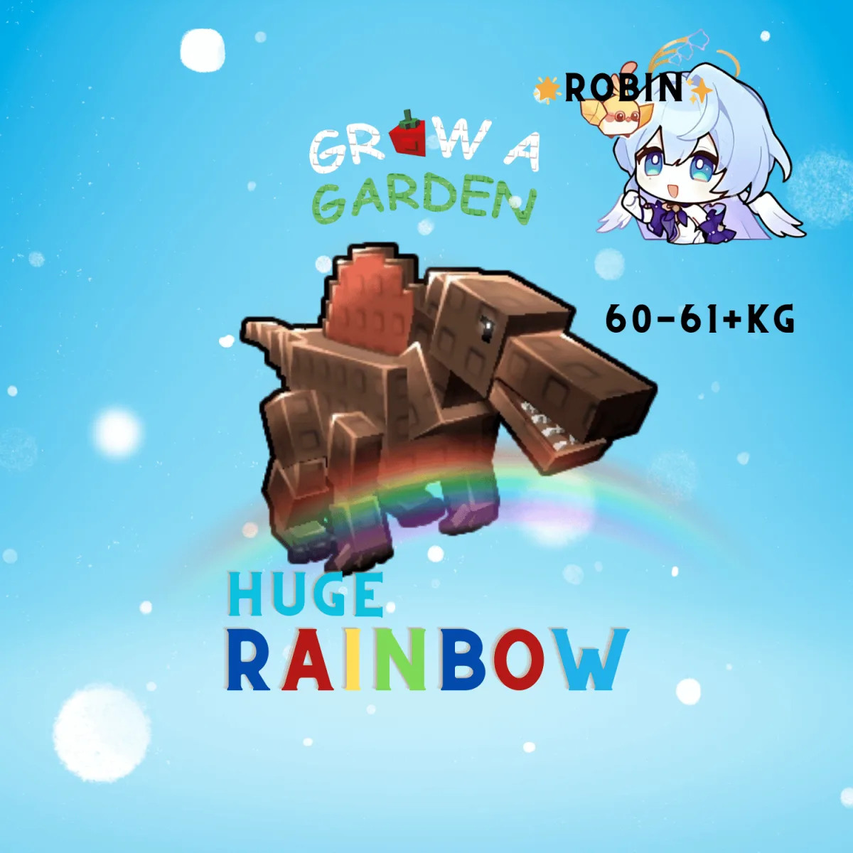 HUGE Rainbow Spinosaurus - 60-61+KG - Regular Spinosaurus - Spino - Grow a Garden — Account account