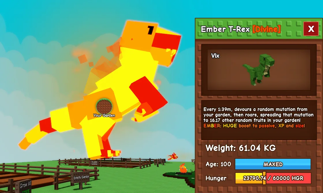 60.77kg+ Age 100 Ember T-Rex