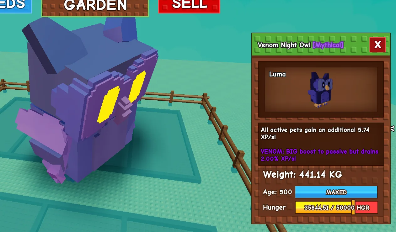 440KG+ Venom Night Owl Mythical // super handsome // Age 500 MAXED // Mega Weight XP Boost//not blood owl/ i run out of tag others limitatiion