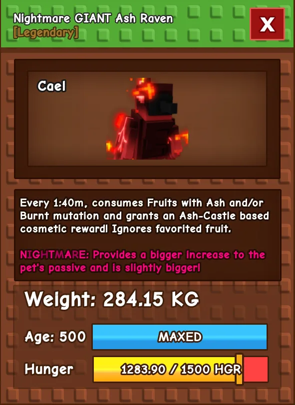 HUGE GIANT ASH RAVEN NM / VENOM / EVER 280KG+ AGE 500