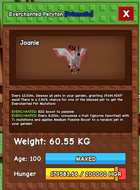 Huge Peryton 60 KG, Age 100 — Account account
