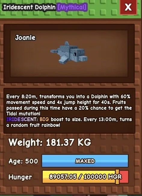 Huge Iridescent Dolphin 181.37kg Age 500 Joanie (L)