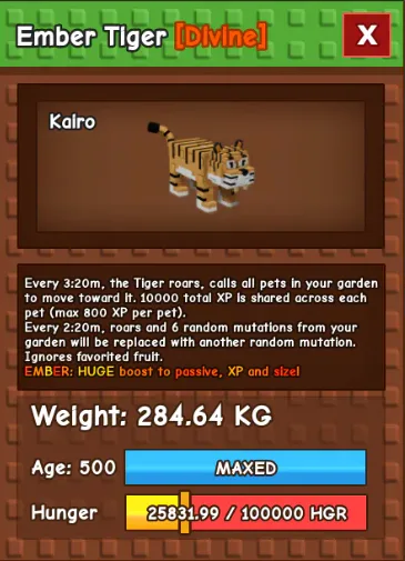 HUGE TIGER NM / VENOM / EVER 280KG+ AGE 500