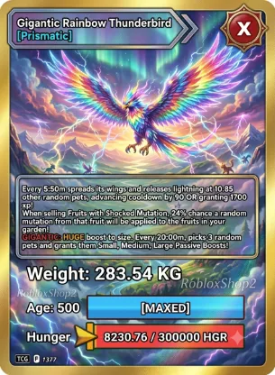 283.54KG GIGANTIC RAINBOW THUNDER BIRD I MAX 500 AGE l READY TO USE - 5:50 MIN MAX CD - NO TOY