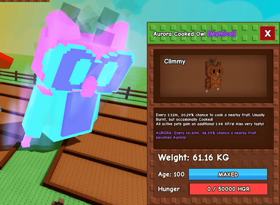 61.16kg Age 100 Aurora Cooked Owl
