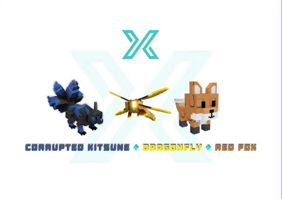 3 Pet Bundle Corrupted Kitsune + Dragonfly + Red Fox