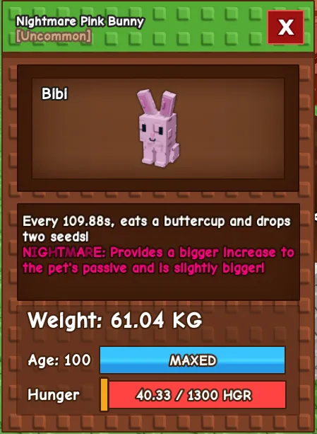 60kg Nightmare Pink Bunny super handsome play this time event the buttercup