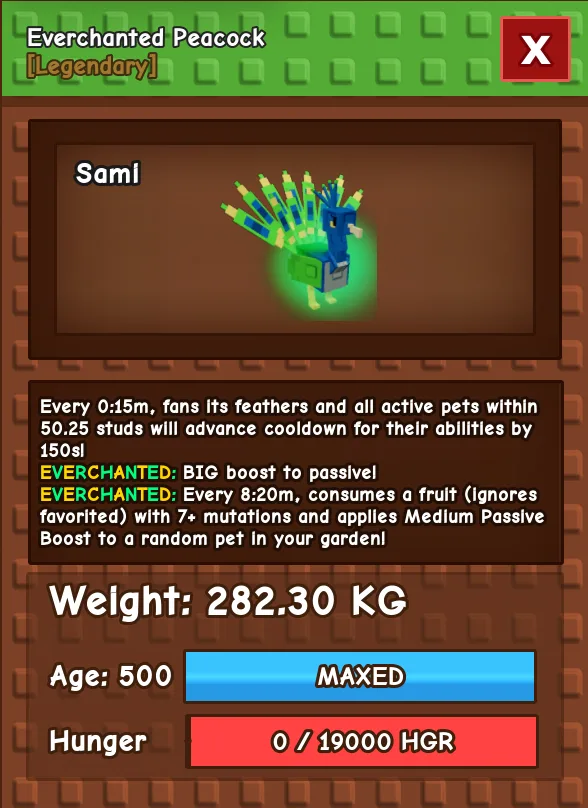 HUGE PEACOCK NM / VENOM / EVER 280KG+ AGE 500