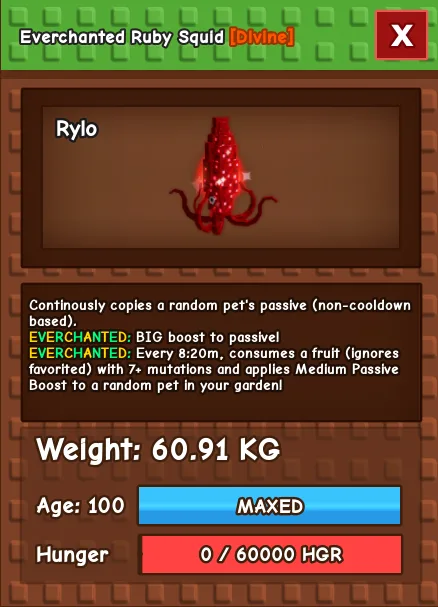 60KG EVERCHANTED/NM RUBY SQUID — Account account
