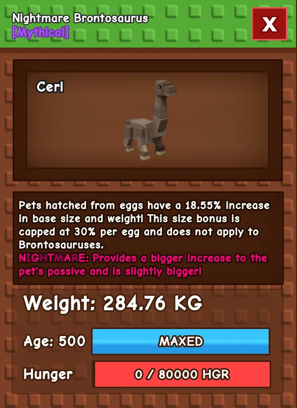 HUGE BRONTOSAURUS NM / VENOM / EVER 280KG+ AGE 500