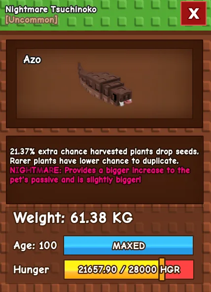 60KG - 61KG TSUCHINOKO NIGHTMARE / EVERCHANTED / VENOM! — Account account