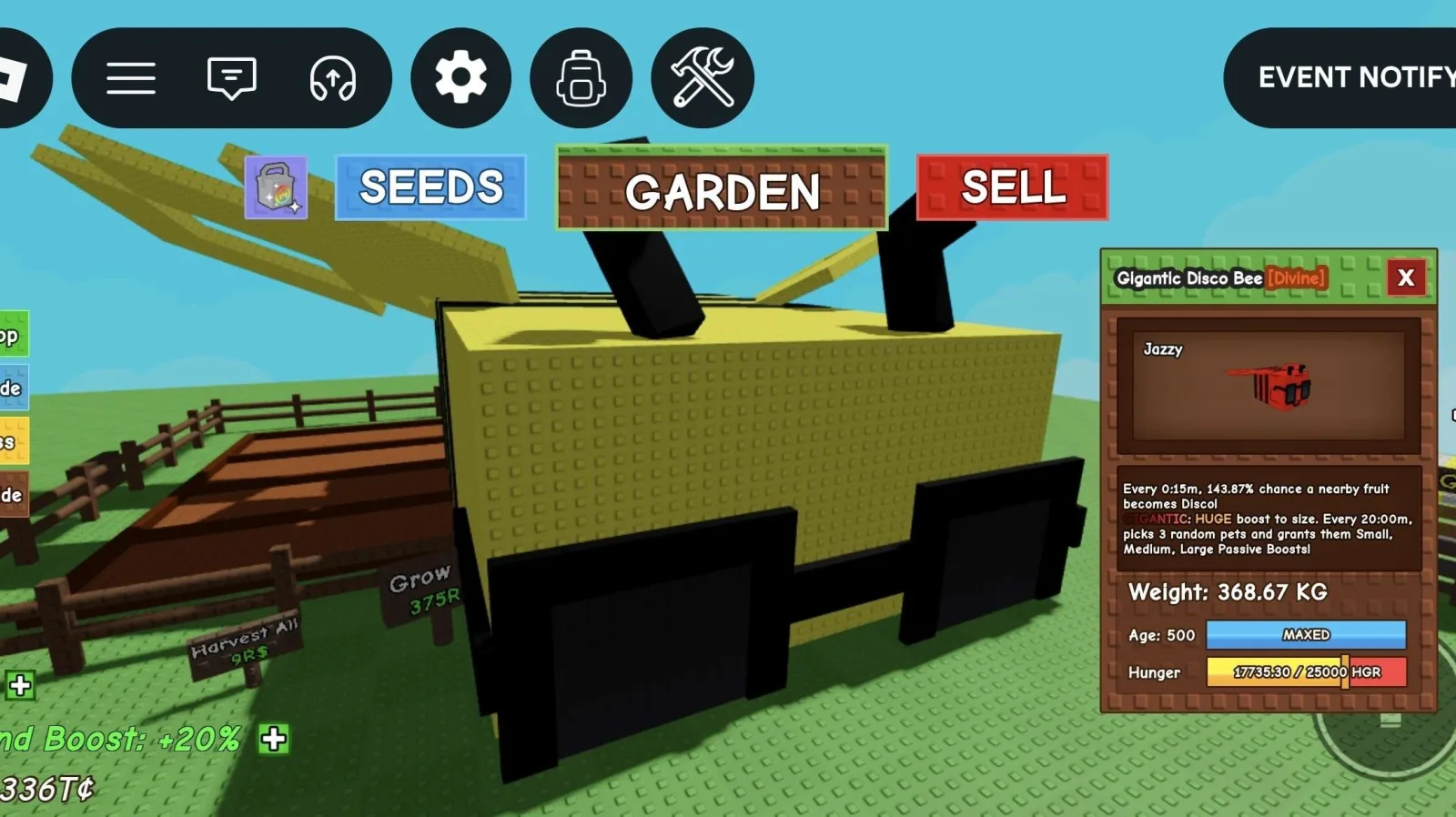 Titanic / Huge GIGANTIC Disco Bee - 368.67 KG (Age 500) 15s Cooldown