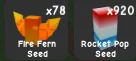 78x Fire fern seed + 920x Rocket pop seed Instant Delivery Safe Trade Grow a Garden 2 H1