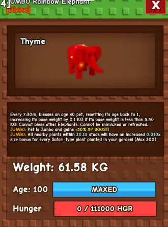 +60KG RAINBOW HATCHED ELEPHANT / Hatched Elephant - GIANT HUGE BIG SIZE TITANIC - Grow A Garden - GAG — Account account