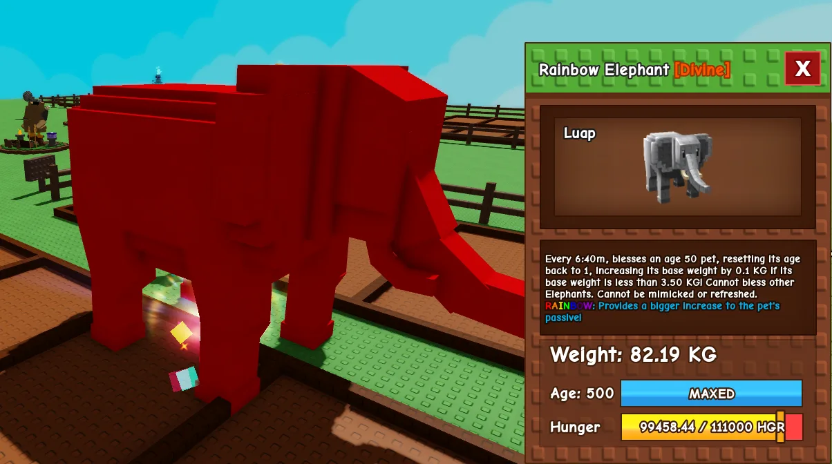 82.19kg Rainbow Elephant Aura Farming not RBH