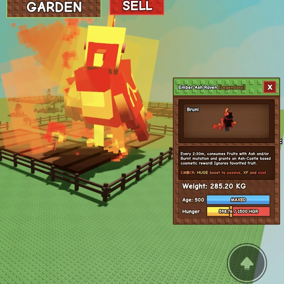 Level 500 - Ember Ash Raven 285.20 kg - Non Dupe - CLEAN No Toy