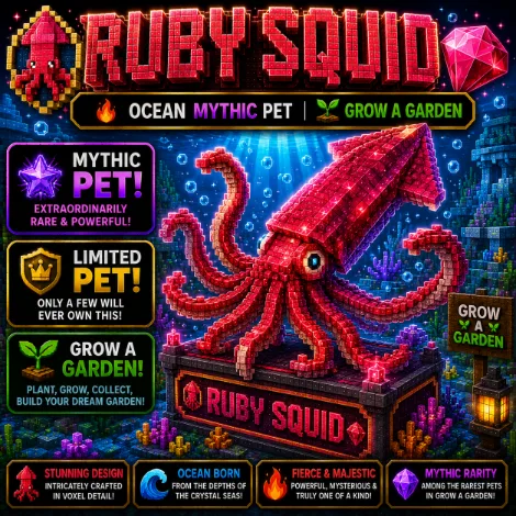 Ruby Squid Ocean Mythic Pet Grow a Garden — Account account