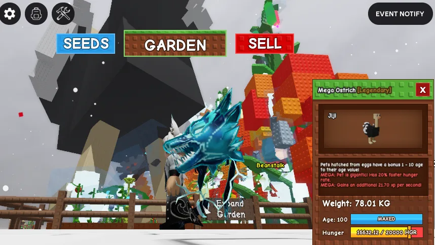 TITANIC HUGE GIANT MEGA OSTRICH 78.01KG 100AGE (MEGA MUTATION) // CLEAN // CHEAP // RUSH // RARE