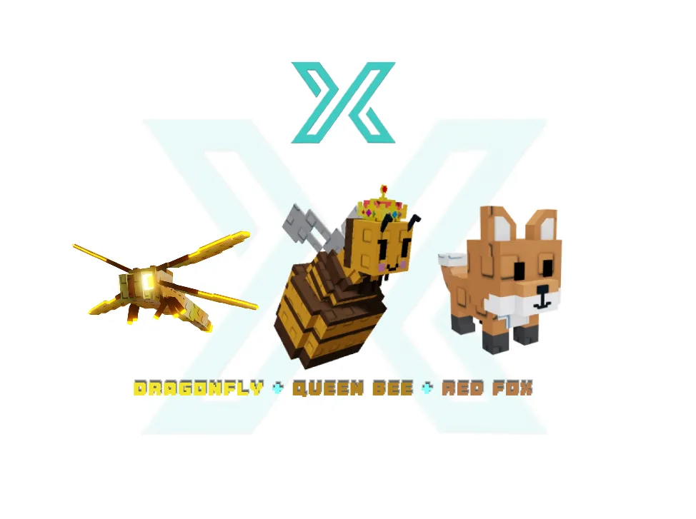 3 Pet Bundle Dragonfly + Queen Bee + Red Fox