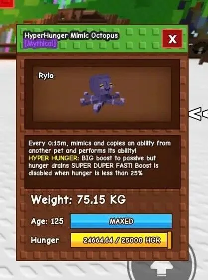 2X Mimic Octopus 68kg/69kg - AGE 115 MAX LVL - 15 SEC MAX CD - NO TOY SEMI TITANIC MIMIC — Account account