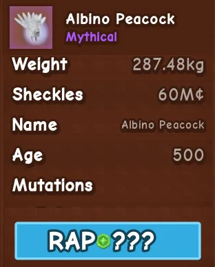 LEVEL 500 INFERNO ALBINO PEACOCK CHEAPEST — Account account