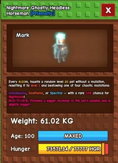 1x NIGHTMARE GHOSTLY HEADLESS HORSEMAN 60kg ( CHEAPES PRICE ) — Account account