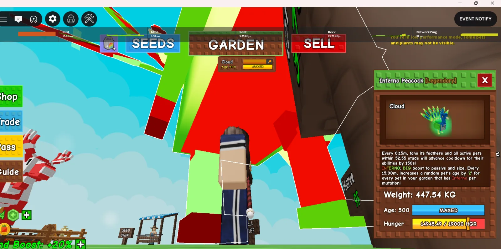 447.54kg Inferno Peacock super handsome// max 15s cd and have inferno trait power//dominate level boosting