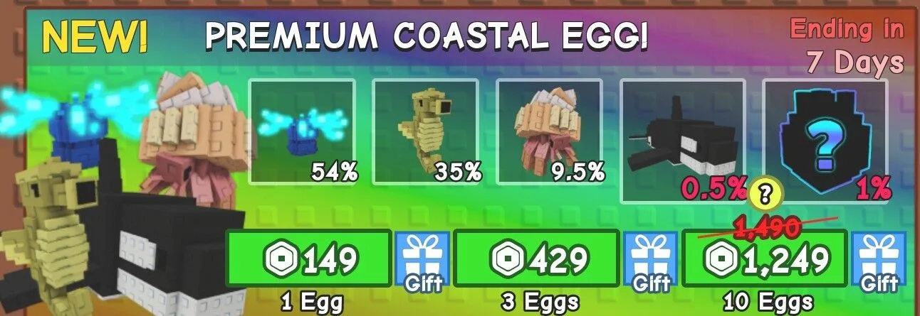 NEW! Premium COASTAL Egg x10 (1249 Robux)