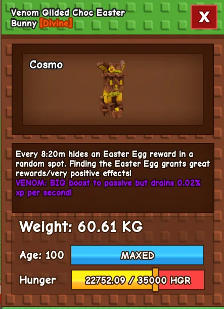60kg+ VENOM GILDED CHOC EASTER BUNNY super handsome