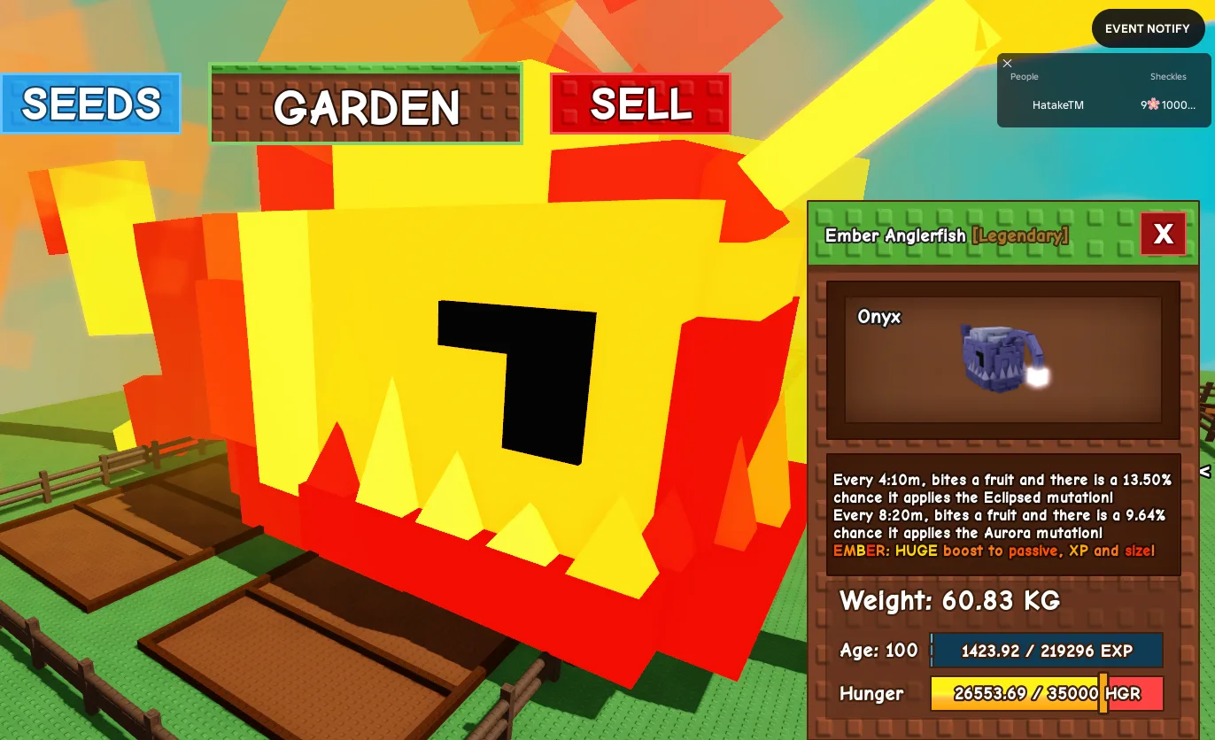 60.92kg+ Age 100 Ember Anglerfish