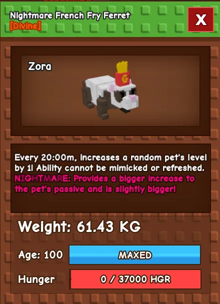 20min Nightmare Huge French Fry Ferret 61.43KG INSTANT DELIVERY — Account account