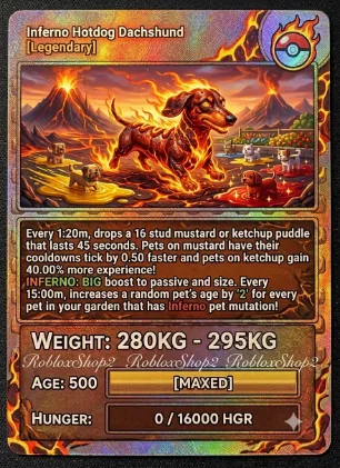 280KG 295KG INFERNO GIGANTIC HOTDOG DASCHUND I MAX 500 AGE l READY TO USE - 1:20 MIN MAX CD - NO TOY