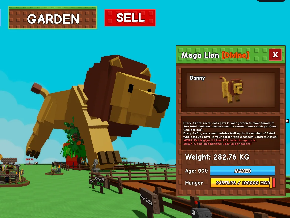 MEGA LION 280 KG+ MAX LEVEL AGE 500