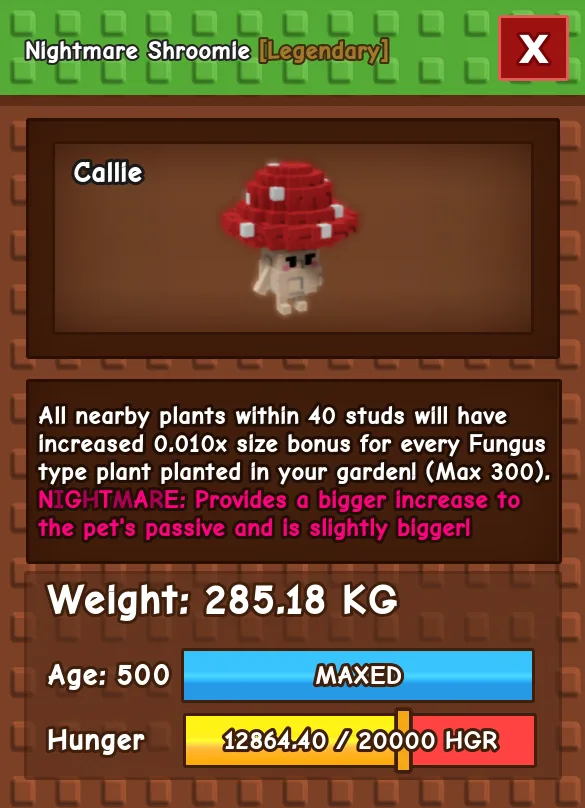 HUGE SHROOMIE NM / VENOM / EVER 280KG+ AGE 500