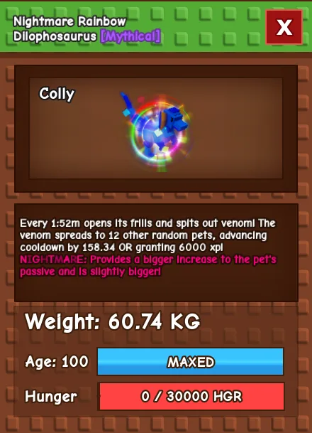 RAINBOW HATCH DILOPHOSAURUS 60kg FAST DELIVERY — Account account