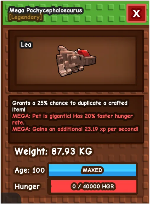 Mega Titanic Pachycephalosaurus 87.93KG Age 100 Gag Pet Instant Delivery