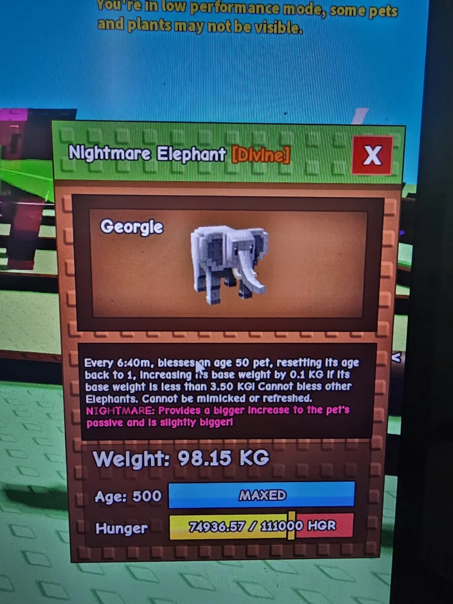 elephant nightmare 98kg age 500