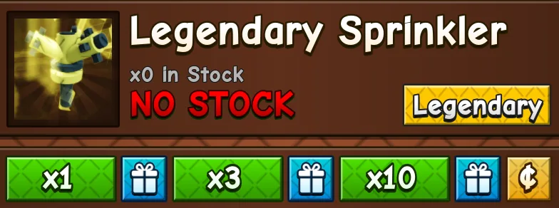 1x Legendary Sprinkler