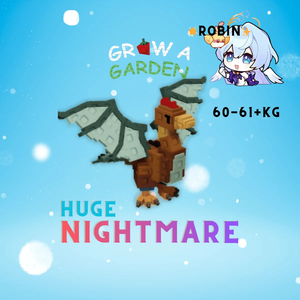 HUGE Nightmare Cockatrice - 60-61+KG - Grow a Garden — Account account
