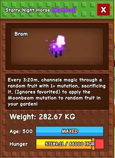 Titan/Huge STARRY NIGHT HORSE 280KG+ (Instant Delivery)