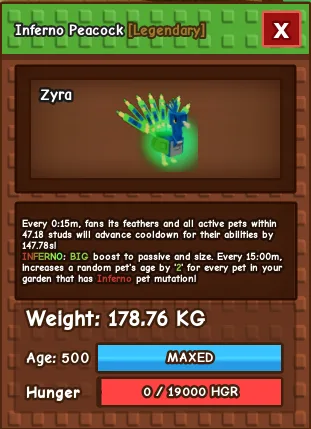 Inferno Peacock Level 500