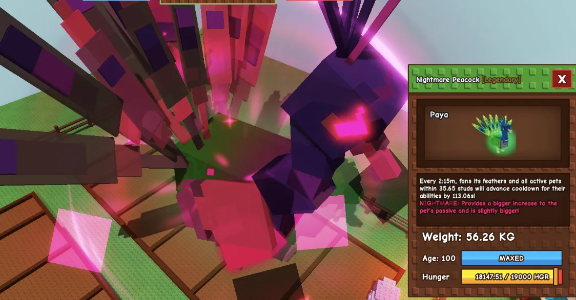 Nightmare Huge Peacock 2:15/m 56:26 KG Huge 100 lvl