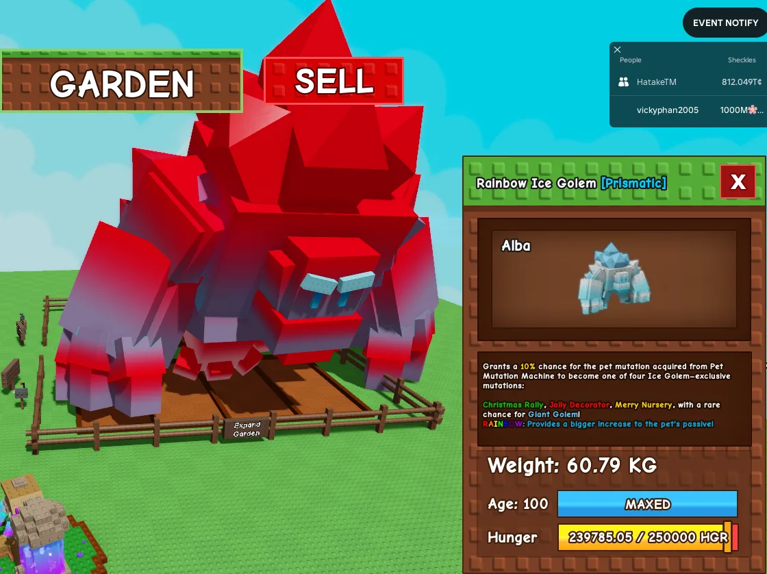 61kg+ Rainbow Ice Golem
